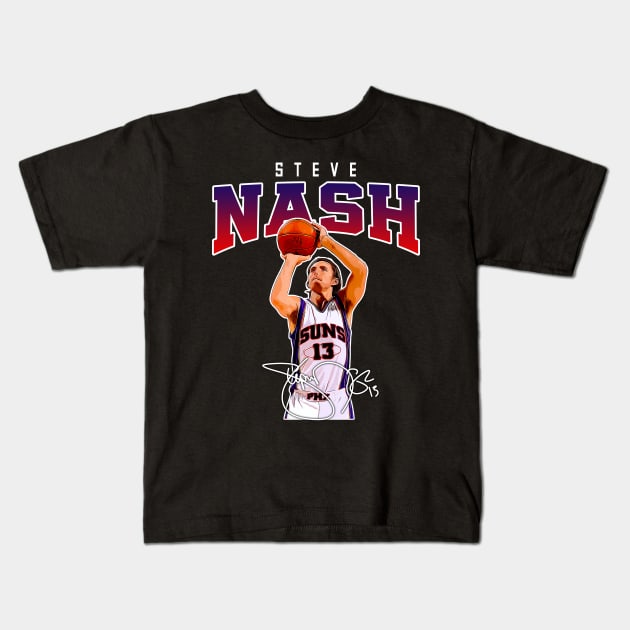 Steve Nash Basketball Legend Signature Vintage Retro 80s 90s Bootleg Rap Style Kids T-Shirt by CarDE